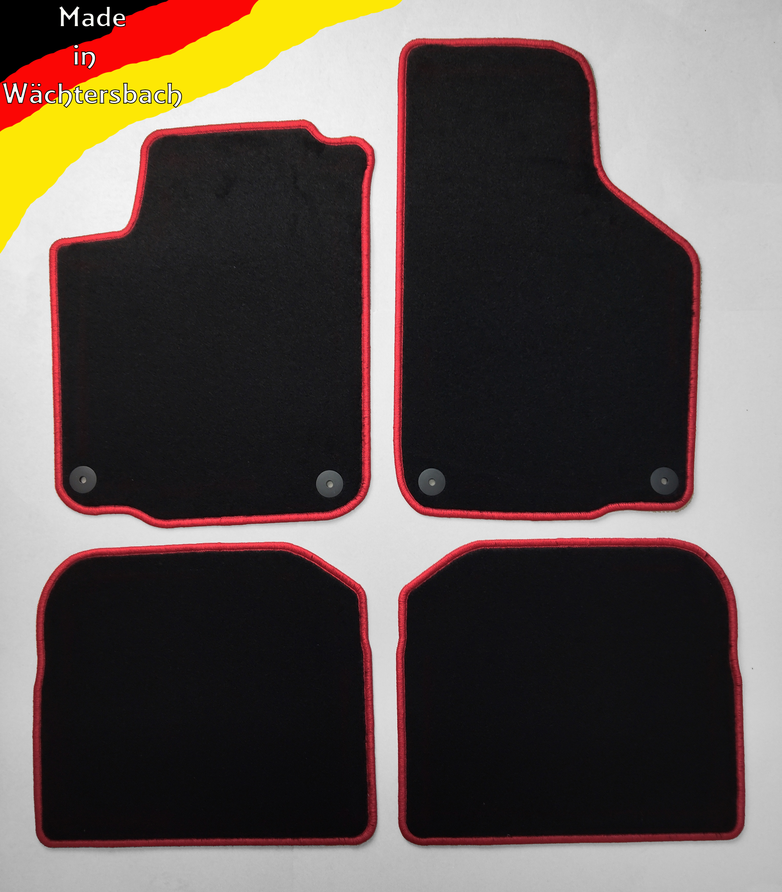 Golf 4 Fussmatten mit Rand rot Golf 4 Fussmatten mit Rand rot und Deutschlandfarbe im hintergrund