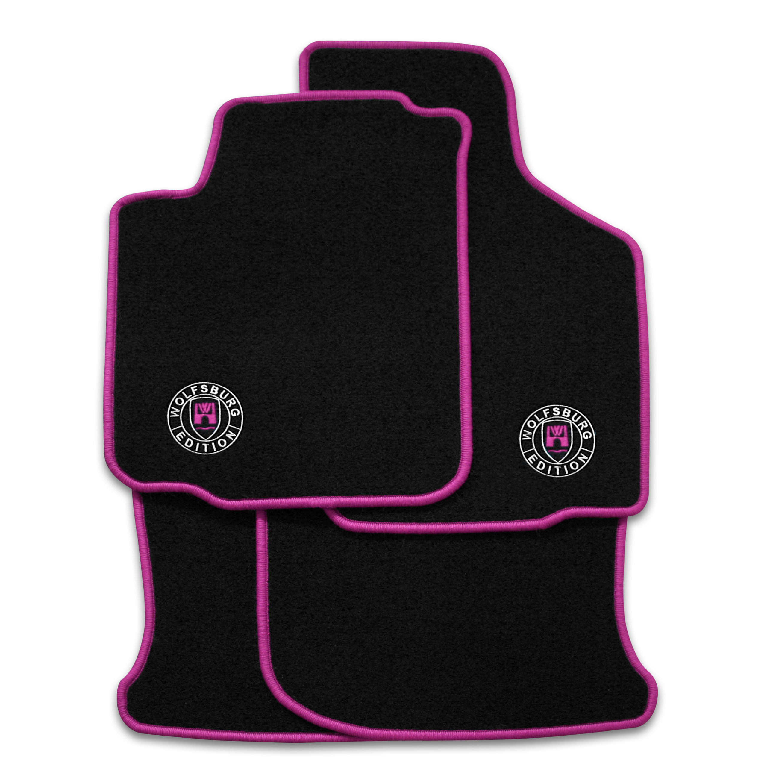 Wolfsburg Edition Matten STICK pink Schwarze Fußmatten mit dem STICK Wolfsburg WOB Logo und Rand in pink.