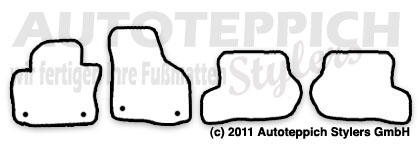 Schnittmuster Fussmatten VW Golf5_1K_03-08 Das Schnittmuster für Fussmatten VW Golf5_1K_03-08